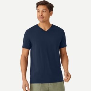 BOMBAS MENS MIDNIGHT NAVY BLUE V-NECK PIMA COTTON T-SHIRT SIZE XL